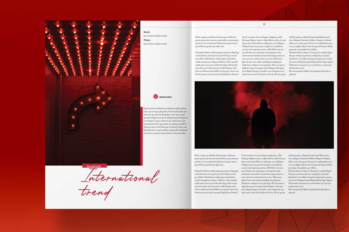 Red Lifestyle Magazine Layout, a Magazine Template by Boris Cupac