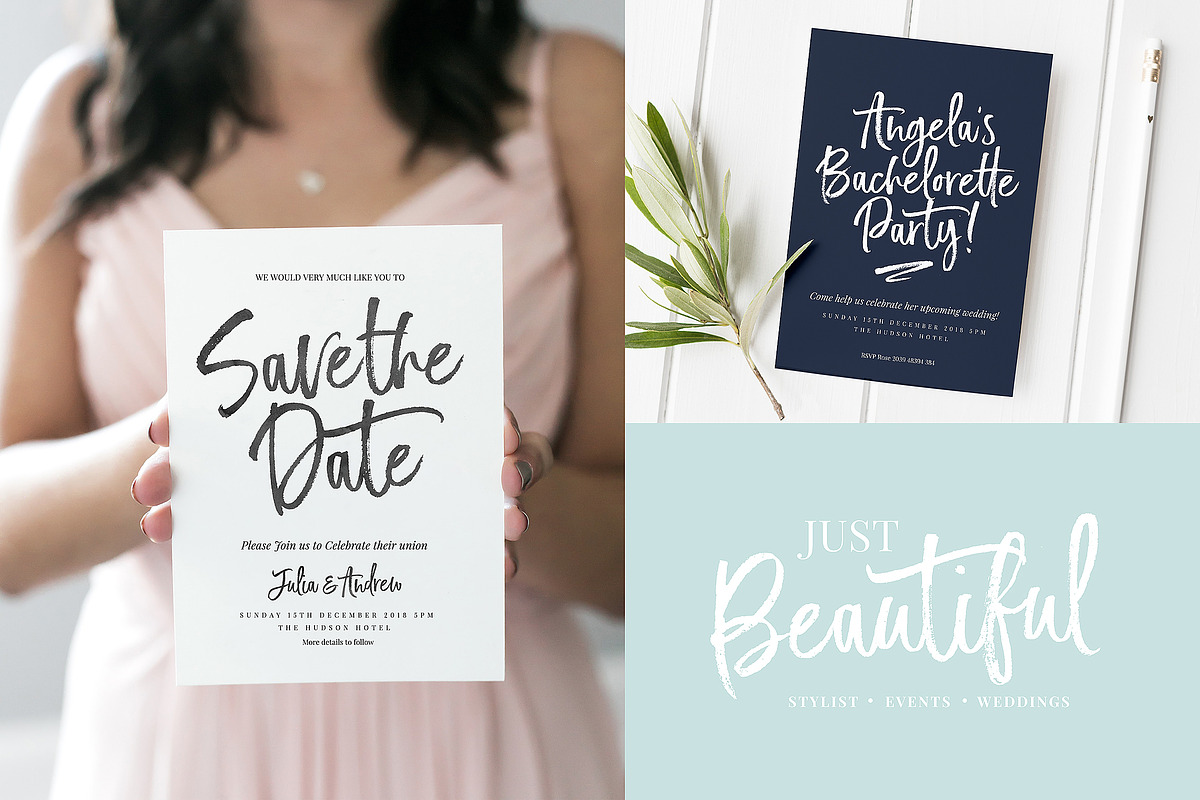 Just Heavenly Brush Font & Extras, a Script Font by Nicky Laatz (Photo 4 of 12)