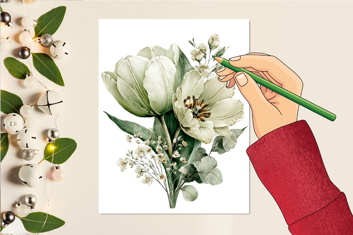 Tulip Whisper Watercolor Clipart, an Illustration by DreamCafeArt (Photo 4 of 6)