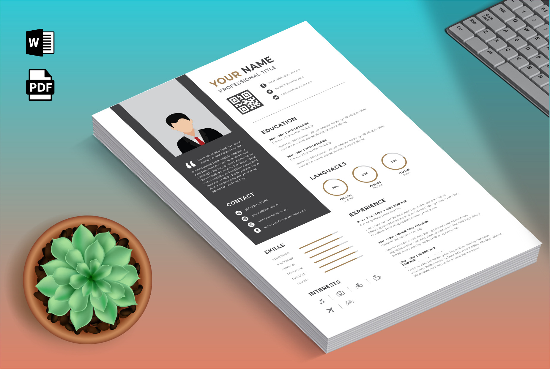 CV Template Minimalist Professional, a Resume Template by Blue Digital ...