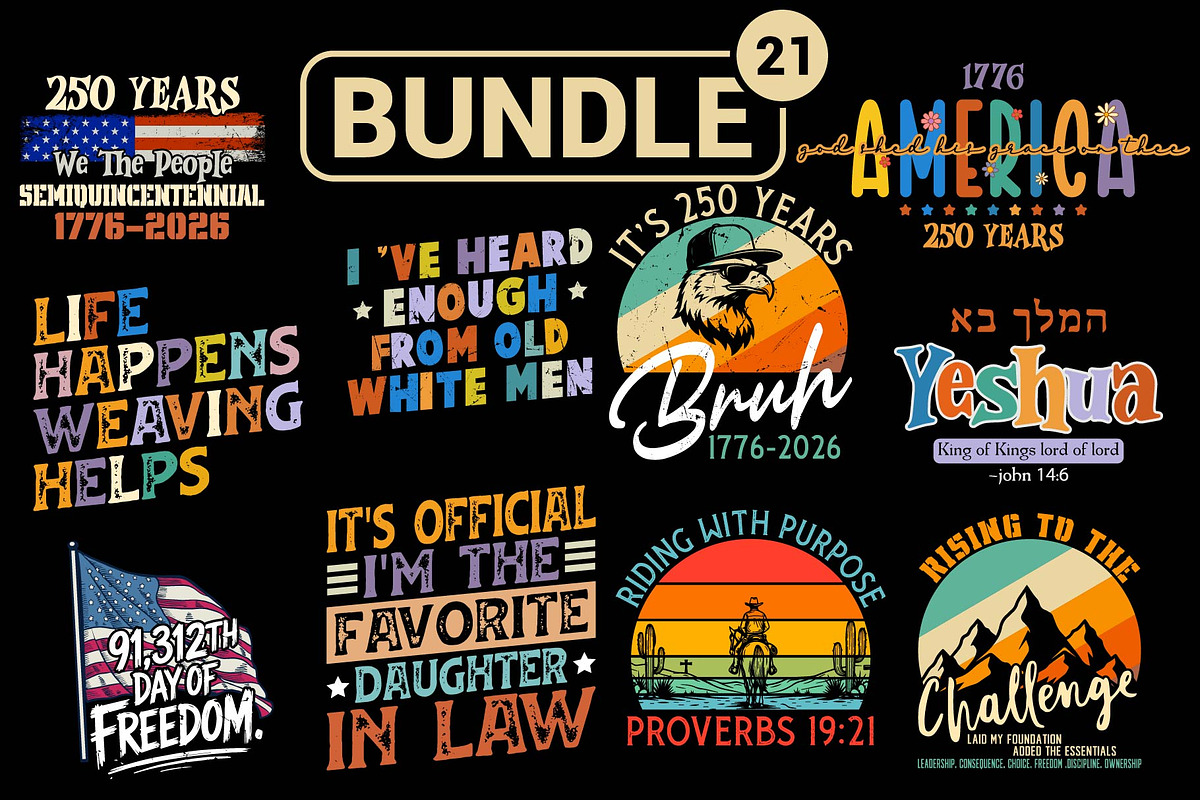 America 250 Retro T-Shirt Bundle, an Object Graphic by vintage (Photo 1 of 3)