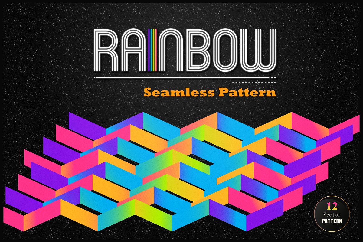 Rainbow. Seamless pattern pack., a Pattern Graphic by Gudiny (Photo 1 of 13)