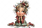 Whimsical Christmas Girl Clipart, an Illustration by Craft Nest (Thumbnail 4 of 9)