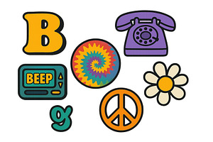 Bright and colorful retro stickers, an Illustration by ZinetroN