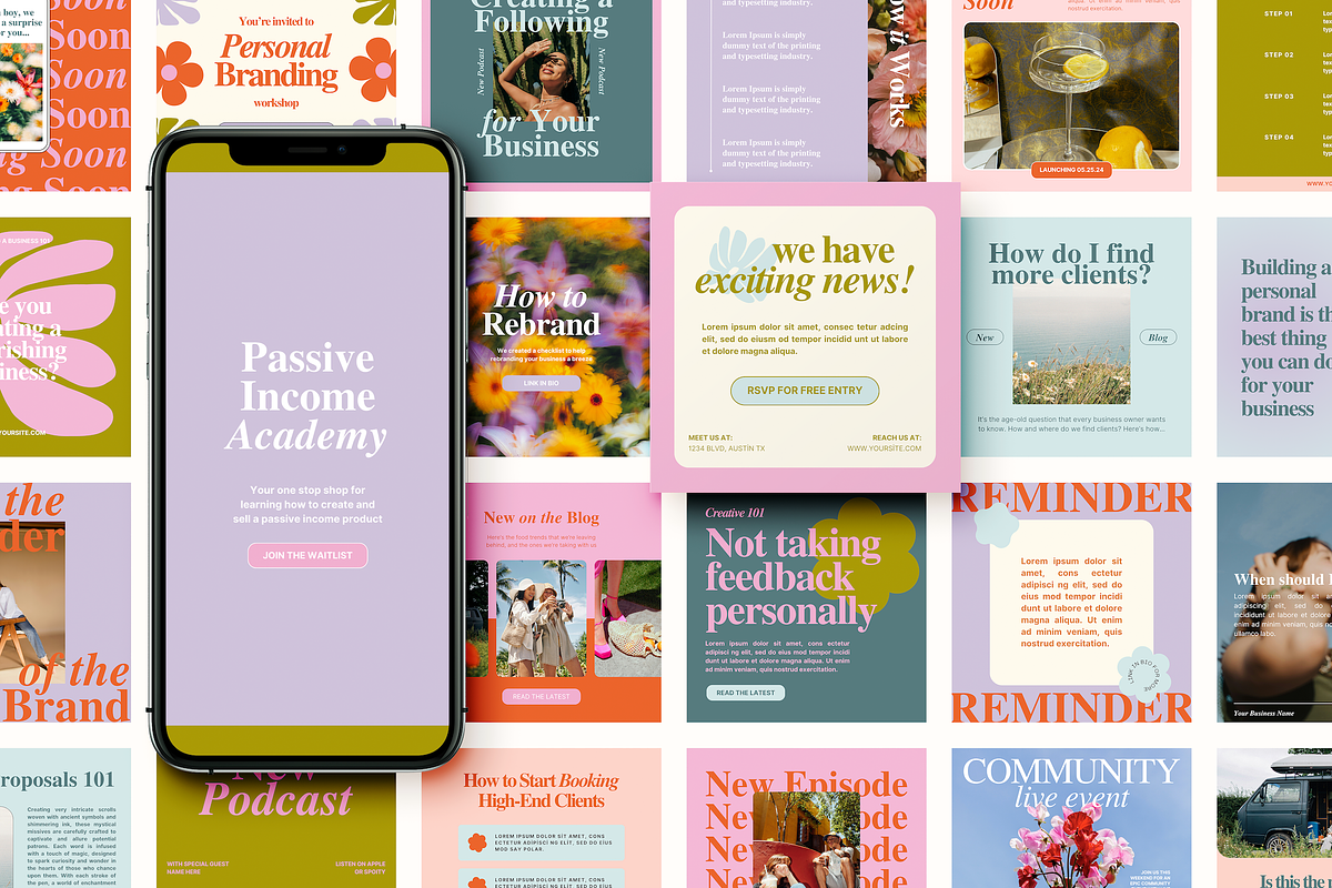 Colorful Social Media Templates, a Social Media Template by Brand & Bloom (Photo 2 of 12)