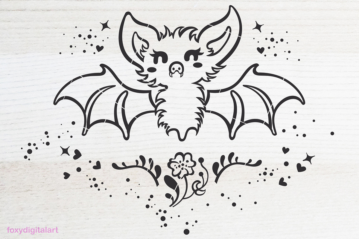 Cute Hanging Bat SVG Halloween PNG, an Animal Illustration by FOXYdigitalart (Photo 3 of 3)