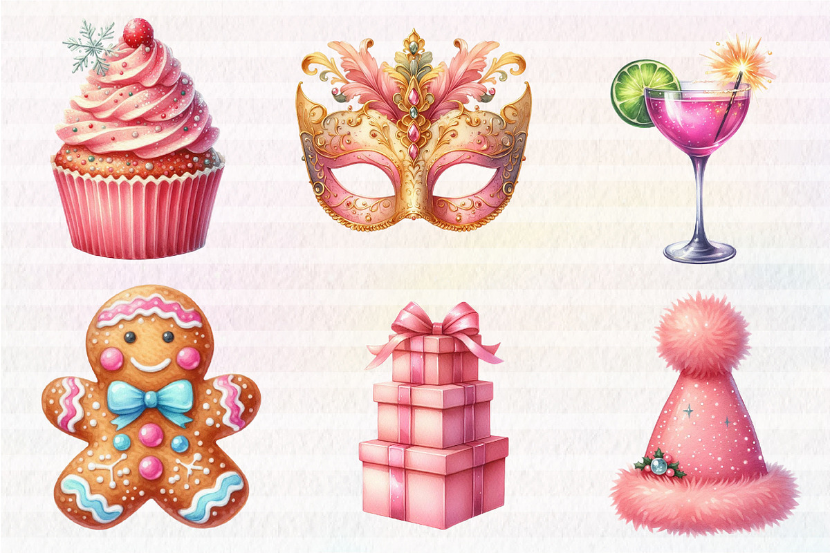 Coquette New Year's Party Clipart, an Illustration by CreationArt (Photo 3 of 5)
