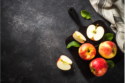 Fresh ripe red apples in the basket, a Food & Drink Photo by Nadia-nb