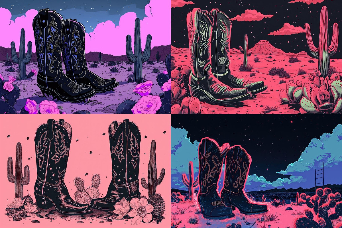 20 Desert Cowgirl Boot Illustrations, an Object Illustration by HipFonts (Photo 6 of 6)