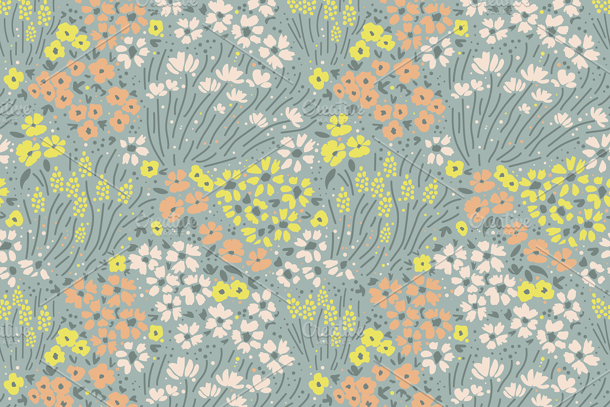 Seamless floral pattern, a Pattern Graphic by elyomys (Photo 1 of 3)
