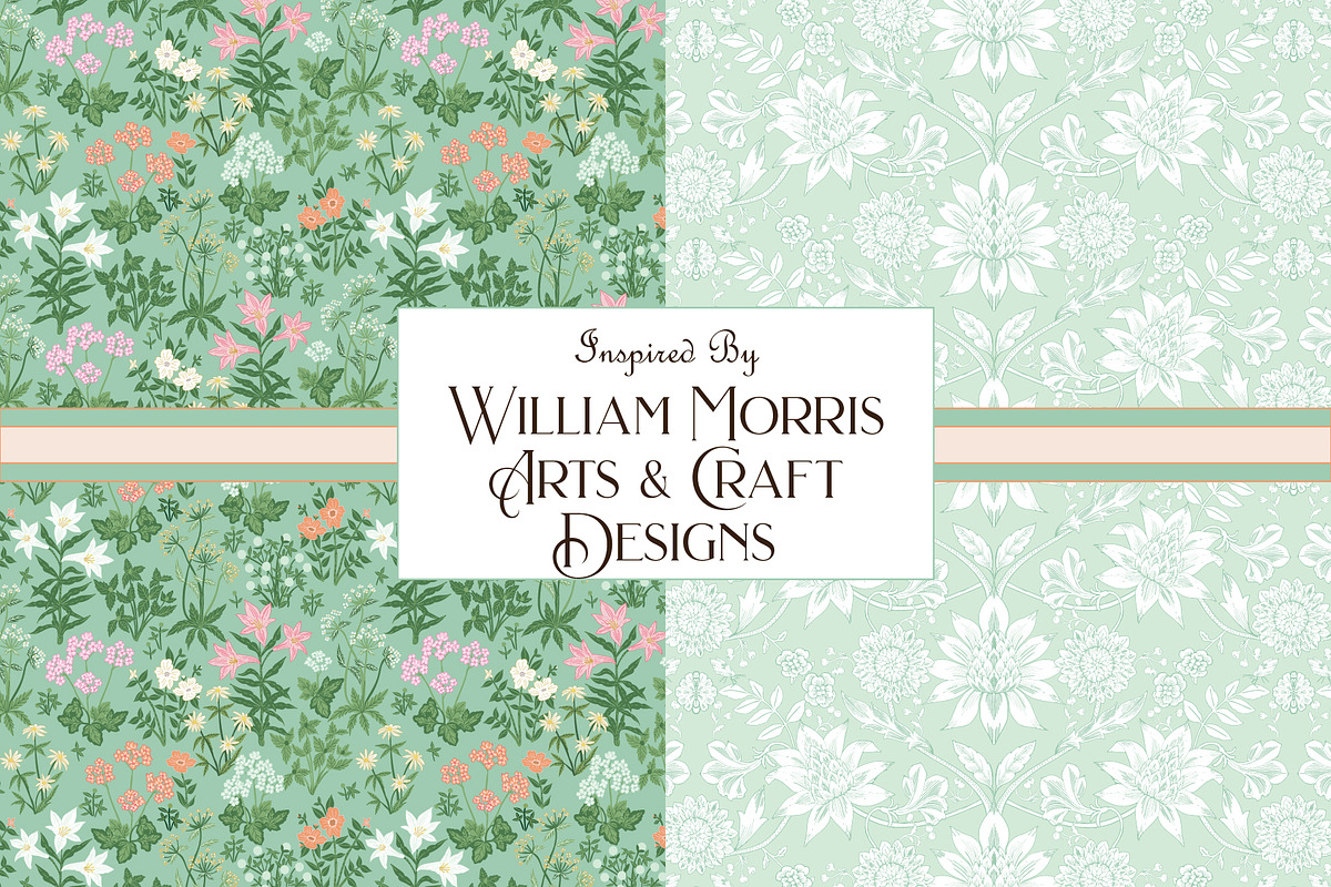 Morris Inspired Patterns Mint Coral, a Pattern Graphic by RachelStudio (Photo 3 of 5)