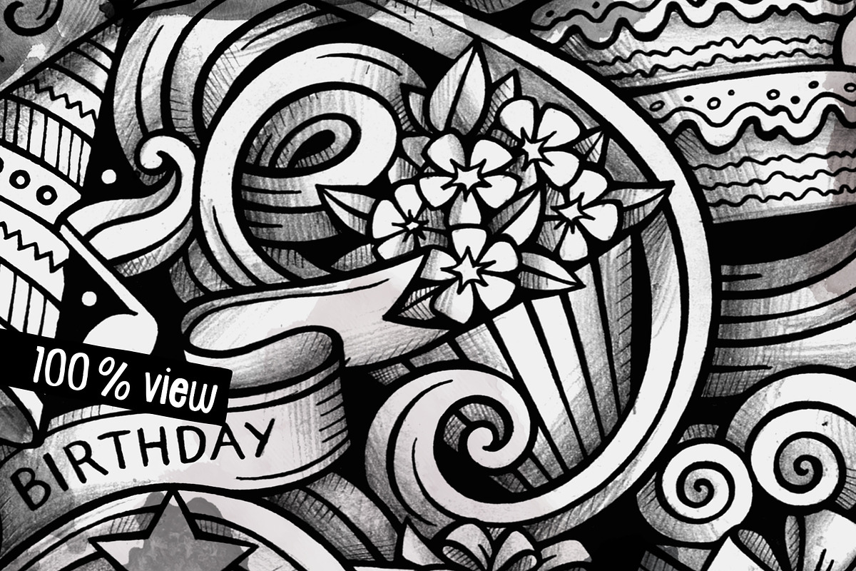 Birthday Graphic Doodle Illustration, a Decorative Illustration by BALABOLKA (Photo 3 of 3)