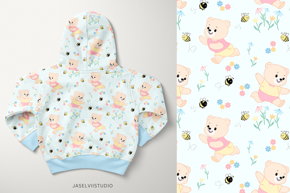 Bear Bee - Blue, a Pattern Graphic by Jaselvii Studio (Photo 5 of 6)