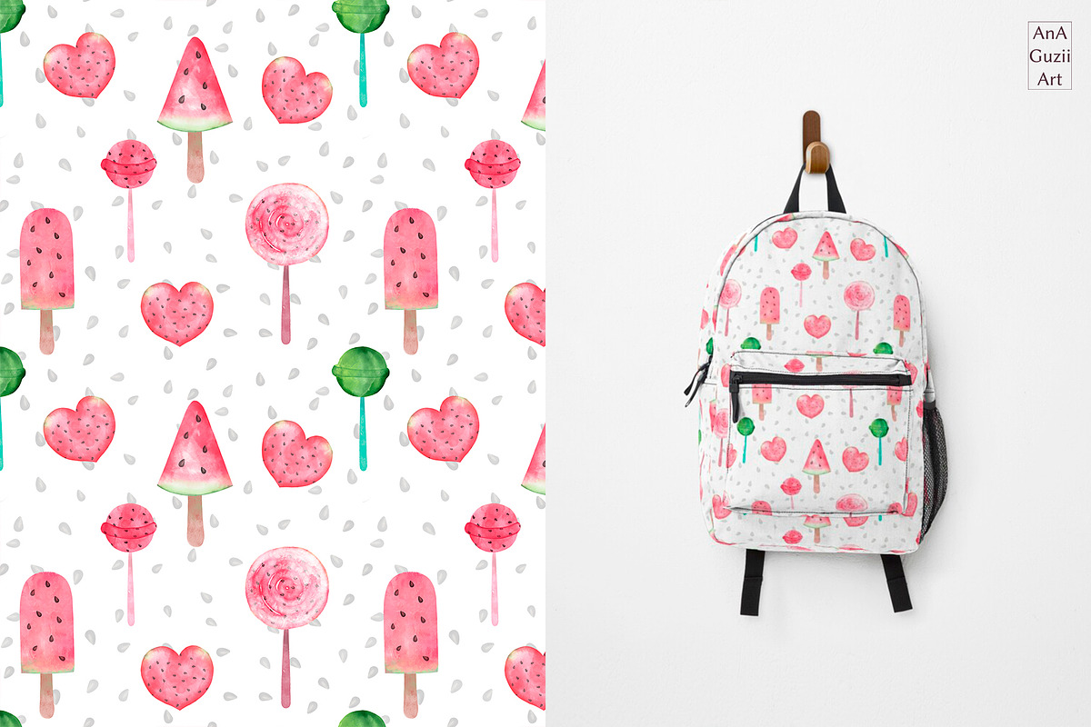 Watermelon watercolor clipart., an Illustration by AnaGuziiArt (Photo 13 of 14)