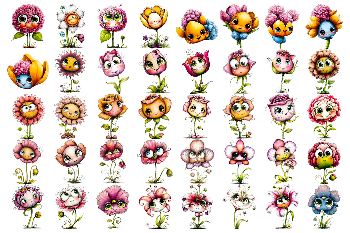 Cute Watercolor Flower Clipart Bundl, a Seasonal Illustration by ElenazlataArt (Photo 4 of 4)
