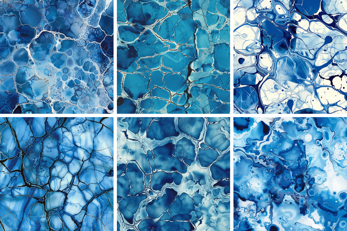 Blue Chemigram Seamless Patterns, a Pattern Graphic by PrintablesByFranklyn (Photo 3 of 4)
