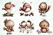 Watercolor Christmas Birds Clipart, an Illustration by Creative Art (Thumbnail 4 of 9)
