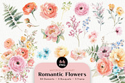 Romantic Watercolor Flower Clipart, a Decorative Illustration by OKArtHub (Thumbnail 1 of 9)