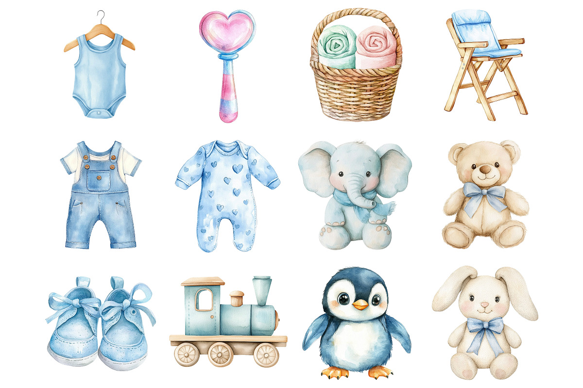 Watercolor Baby Boy Clipart, a Seasonal Illustration by CitraGraphics (Photo 3 of 4)