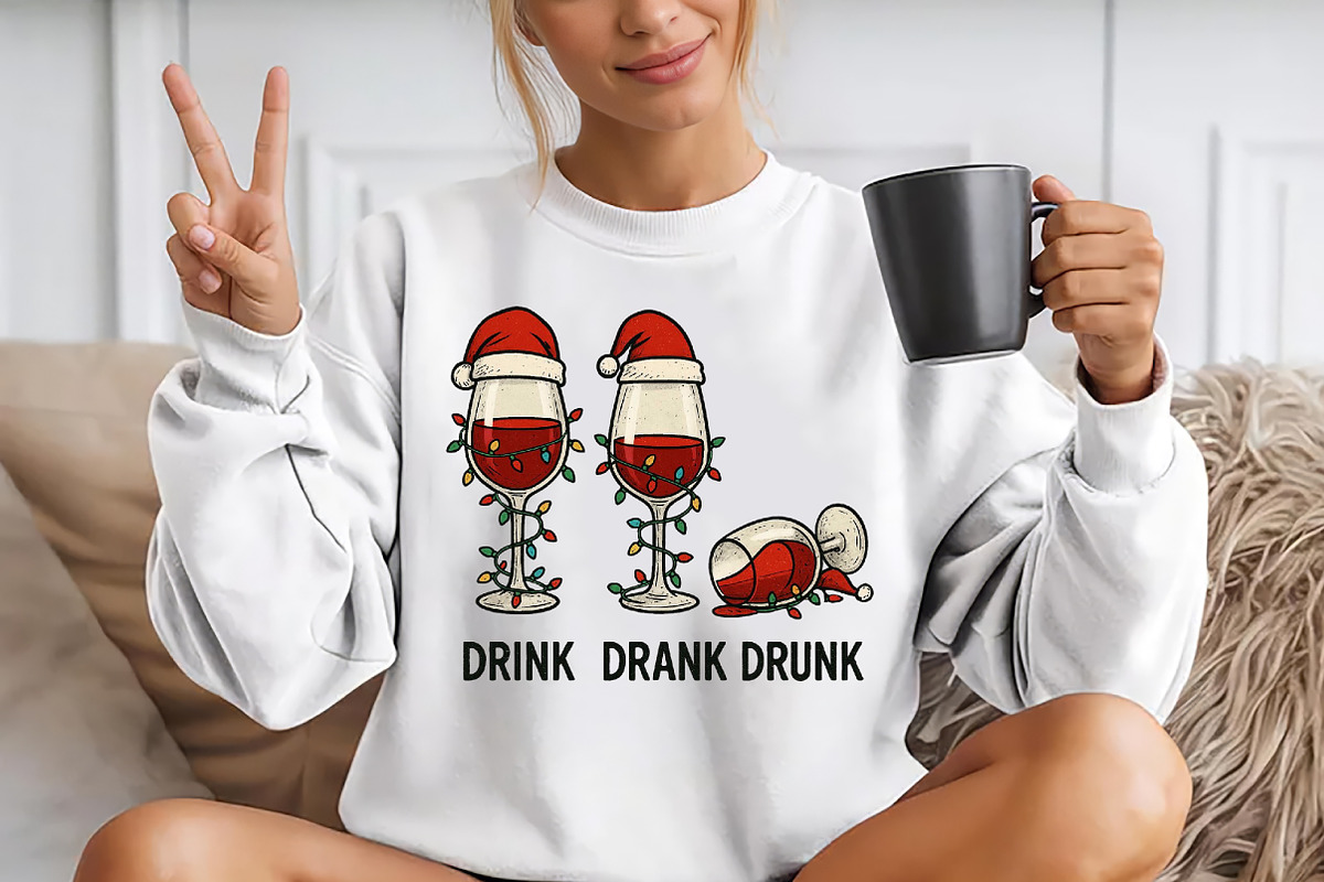 Funny Wine Christmas PNG, a Seasonal Illustration by YA Design (Photo 4 of 4)