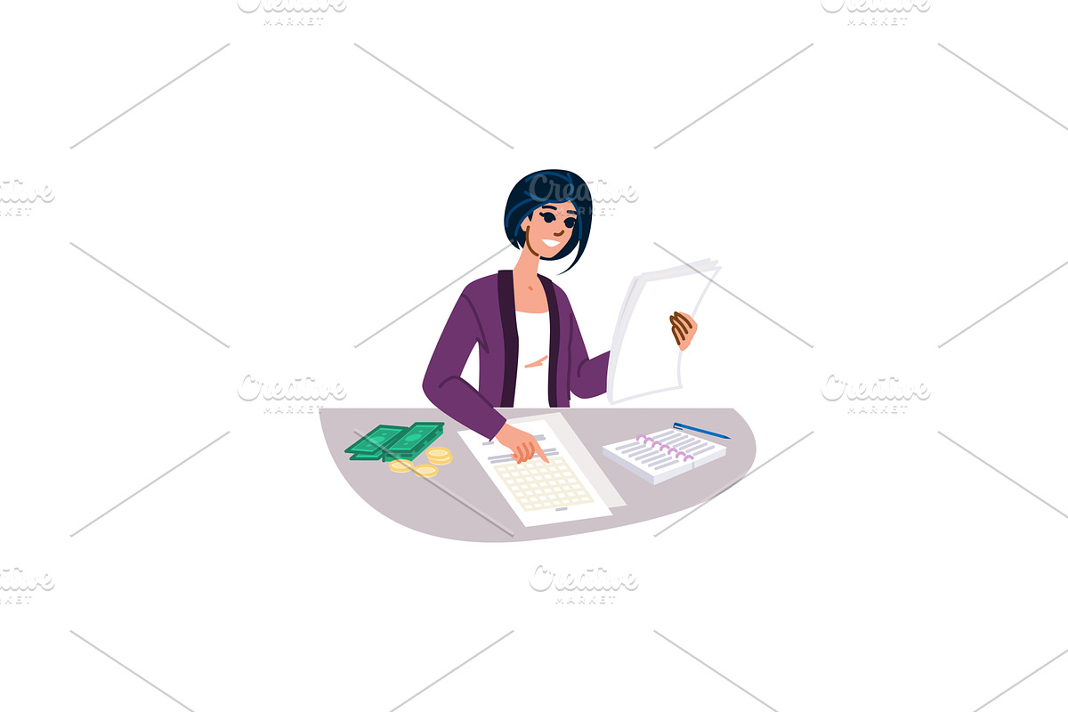 Accountant managing business finance, an Object Illustration by pikepicture