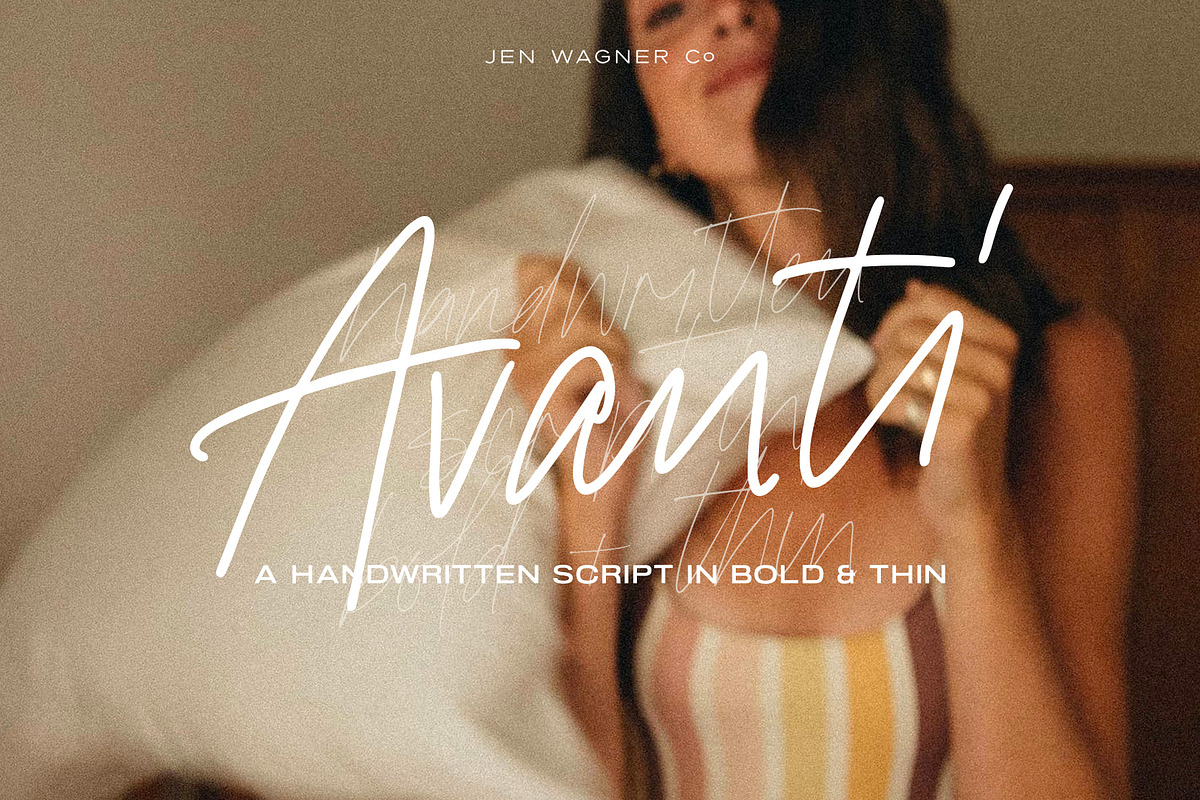 Avanti Casual Script in Bold & Thin, a Script Font by Jen Wagner Co (Photo 1 of 14)