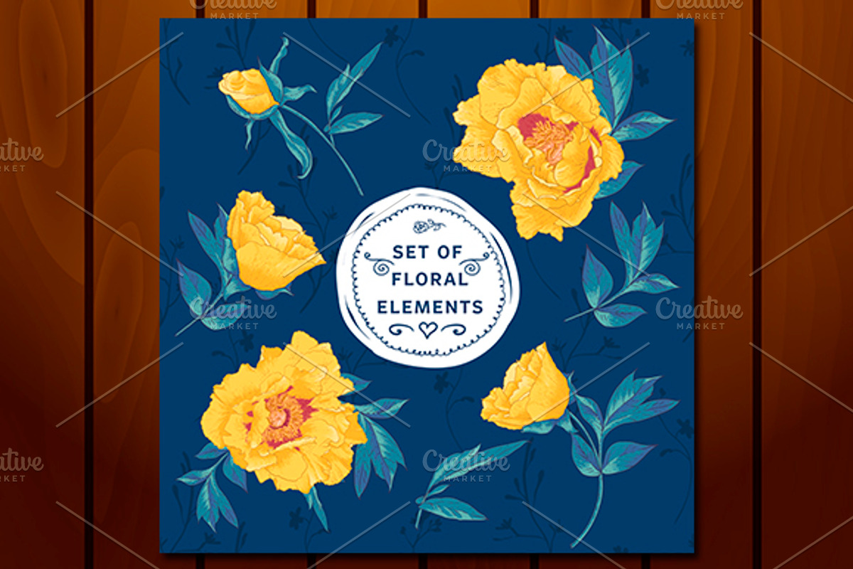 Yellow flowers background and cards preview 4