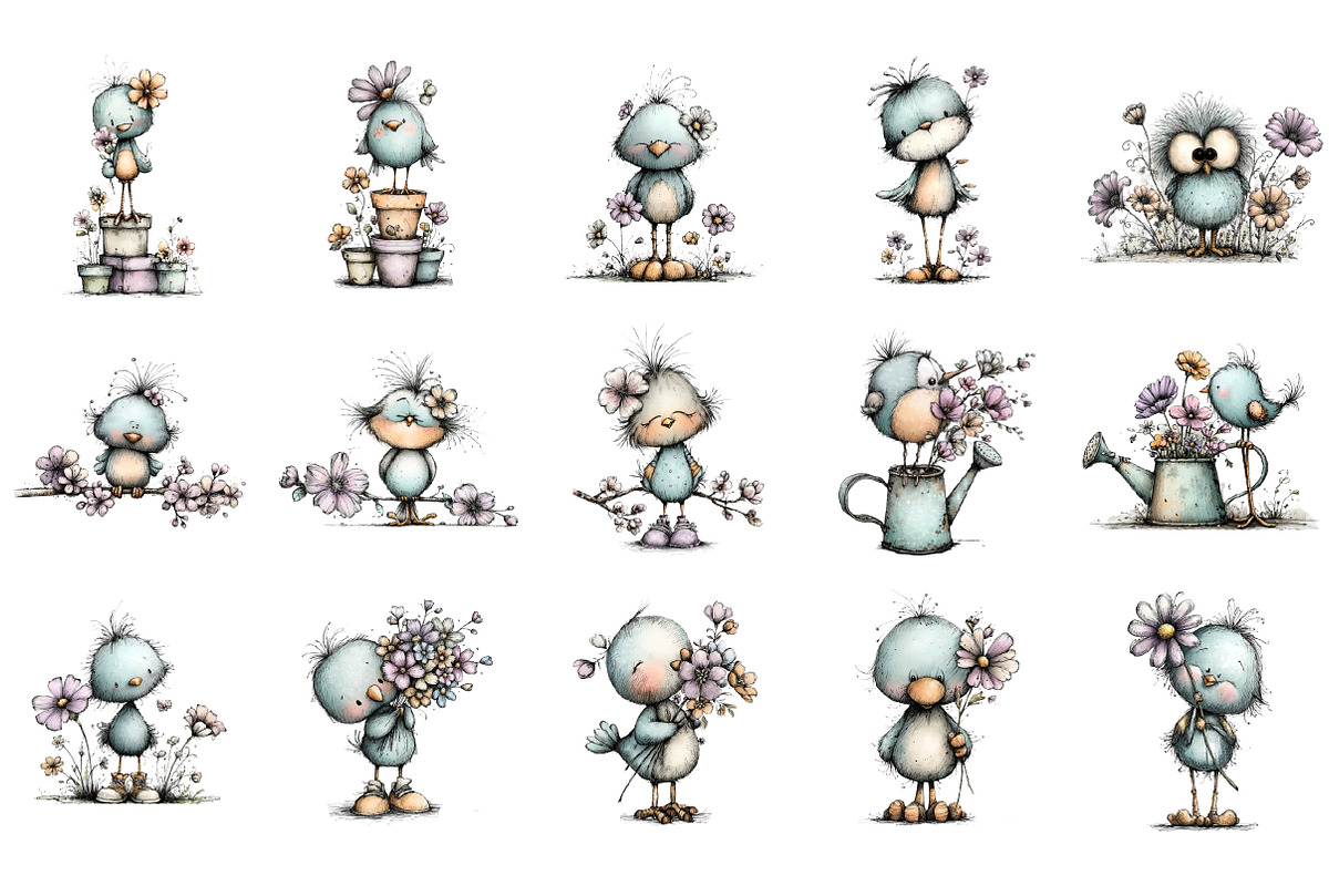 Watercolor Spring Birds Clipart, an Illustration by GatewayDesign (Photo 2 of 3)