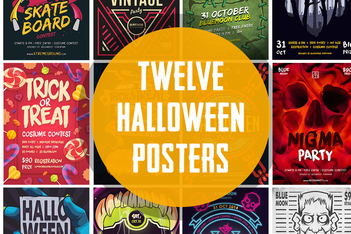 12 Halloween Posters Bundle (-$60), a Flyer Template by SNK's