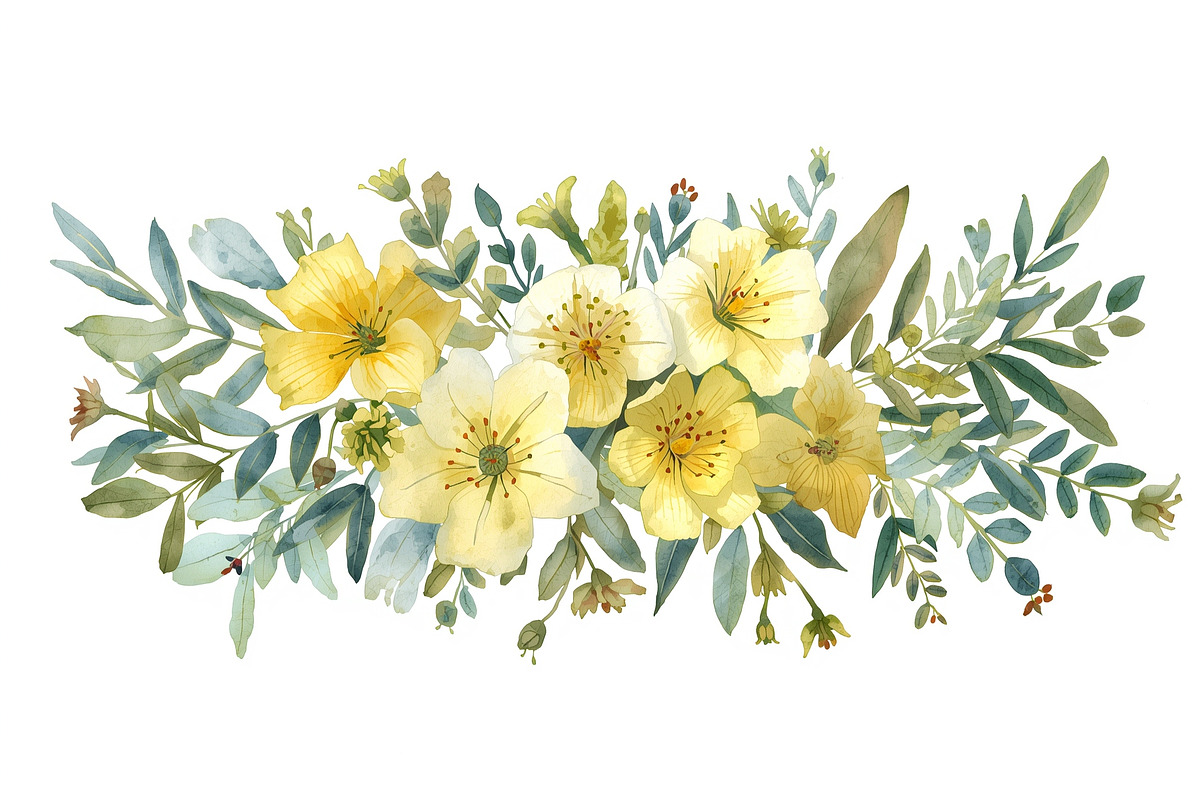 Sunny Yellow Floral Set, an Illustration by Designs_River (Photo 6 of 11)