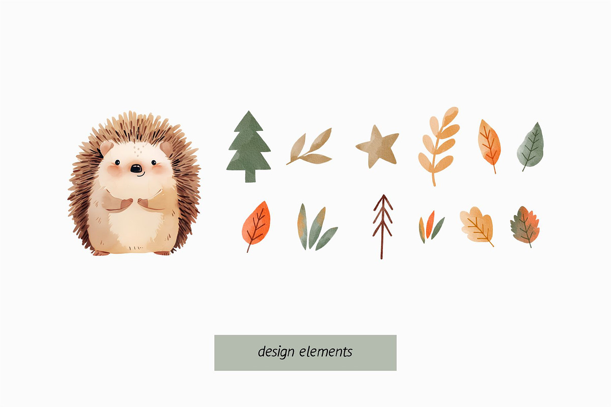 Woodland. Cute Watercolor Hedgehog, a Decorative Illustration by MilaCreator (Photo 4 of 5)