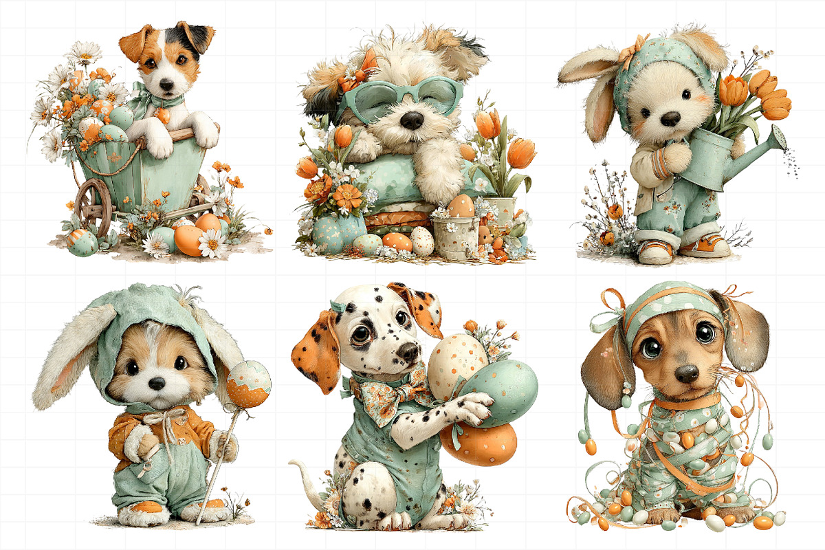 Whimsical Easter Dogs Clipart, an Illustration by Daily.Designs (Photo 5 of 7)
