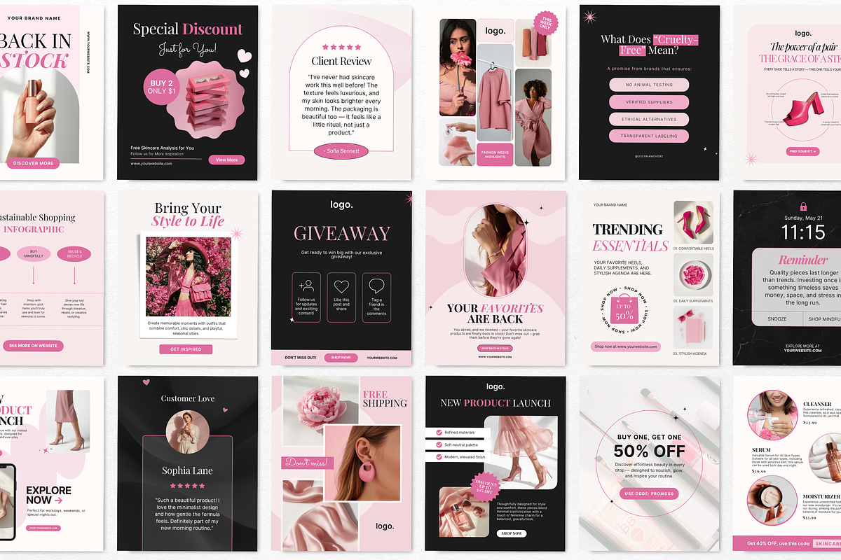 Ecommerce Instagram Templates Canva, a Social Media Template by DigiPax (Photo 3 of 10)