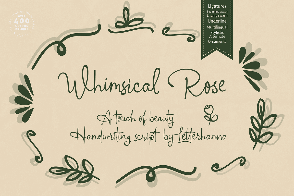 Whimsical Rose Font, a Handwritten Font by Letterhanna Studio (Photo 1 of 10)