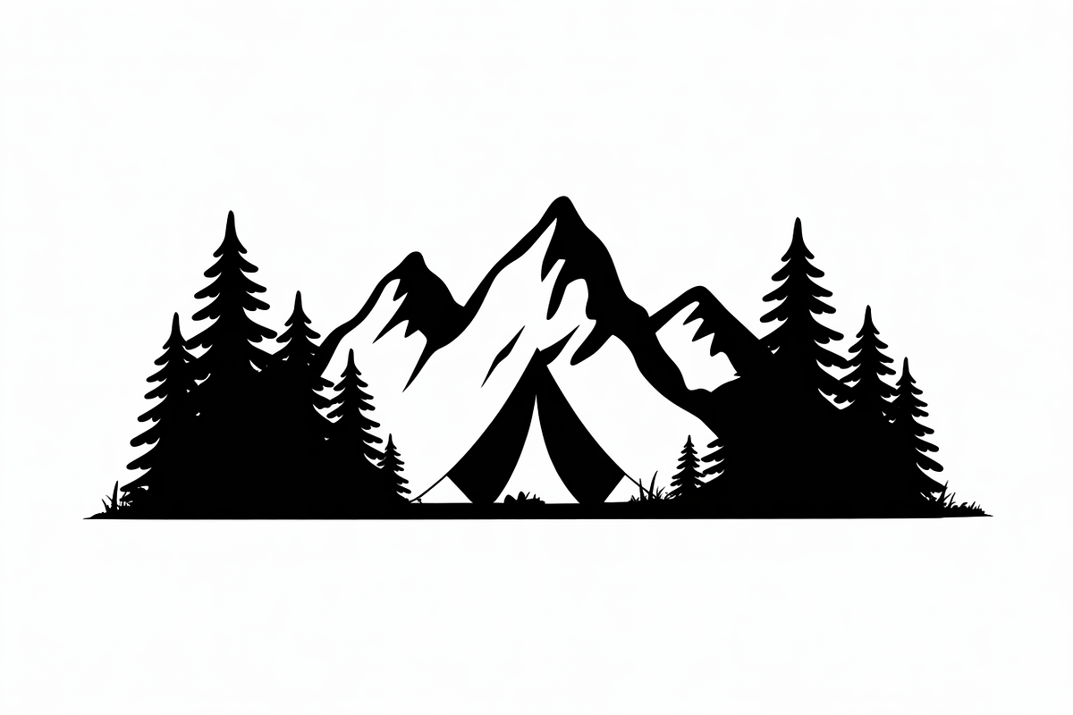 silhouette camping tent mountain, an Illustration by Amazin_art (Photo 7 of 17)