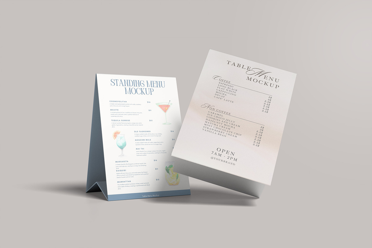 Standing Fold Table Menu Mockup