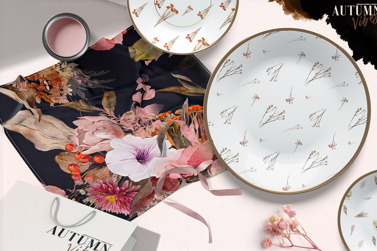Watercolor Autumn Flowers & Leaves, a Decorative Illustration by Damian Roh (Photo 14 of 16)