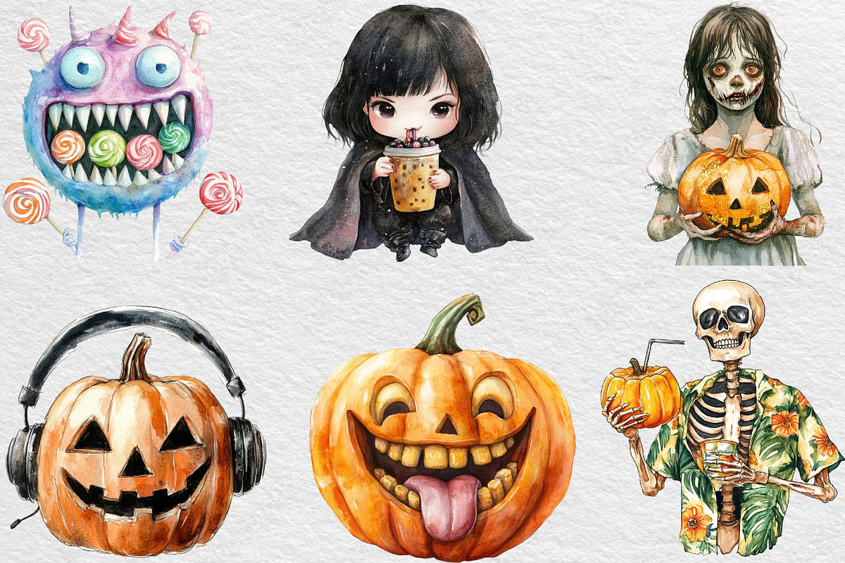 Quirky Halloween Sublimation Clipart, an Illustration by Black Bird Studio (Photo 3 of 6)