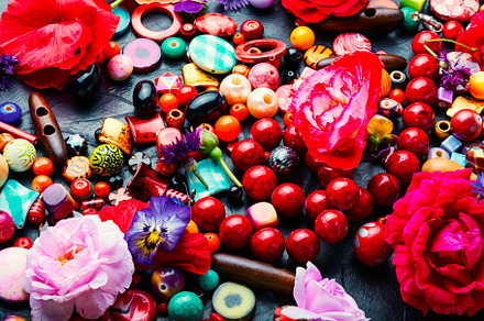 Assorted colored beads for jewelry, a Beauty & Fashion Photo by MLunov MLunov