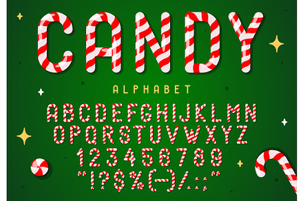 Candy cane font, Christmas, a Seasonal Illustration by Buch&Bee