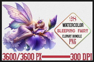 Watercolor Sleeping Fairy Clipart, a Seasonal Illustration by Craft Nest