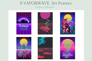 6 Vaporwave Retro Posters