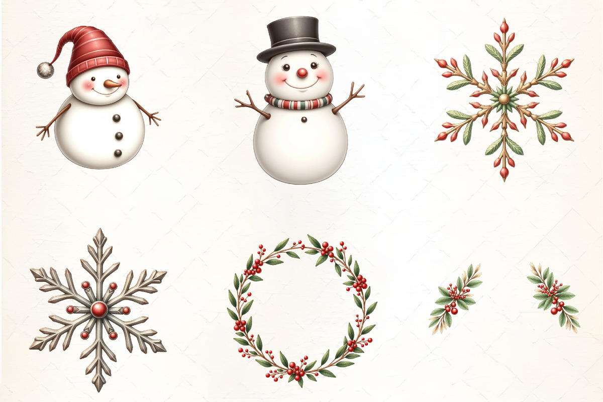 Retro Christmas Clipar, an Illustration by CrexoraLab (Photo 3 of 5)