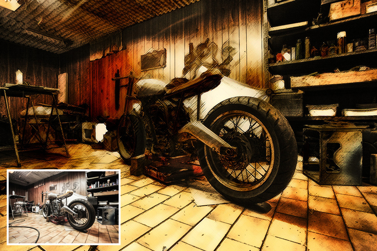 Sketch Draw Watercolour PS Action preview 4
