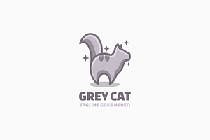 Grey Cat Simple Mascot Logo, a Branding & Logo Template by Artnivora.Std