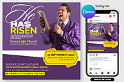 He Is Risen Easter Sunday Flyer, a Graphic by graphicforest (Thumbnail 3 of 4)
