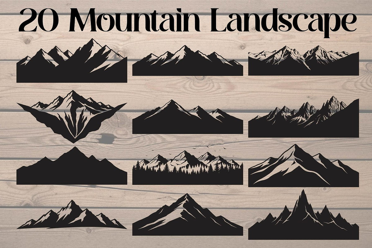 Mountain Landscape Silhouette, a Decorative Illustration by Designer_Momina (Photo 1 of 19)