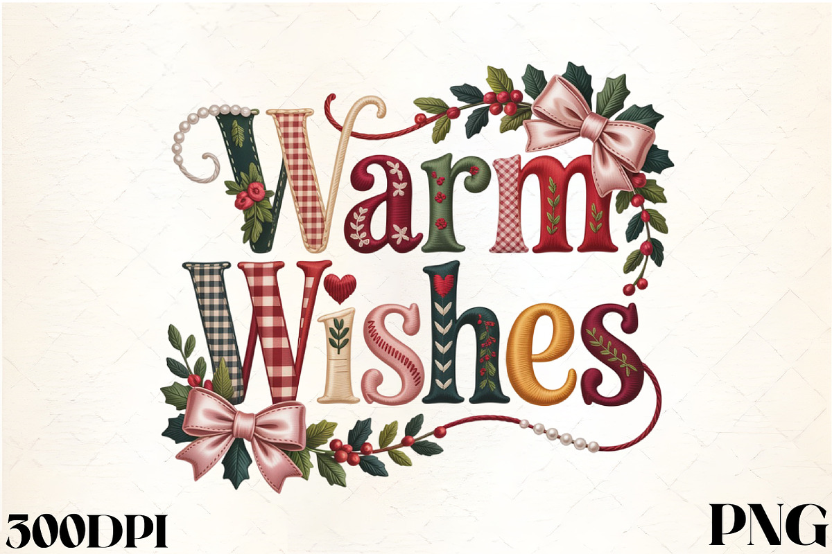 Faux Embroidery Warm Wishes Quote Cl, an Illustration by CrexoraLab (Photo 1 of 4)