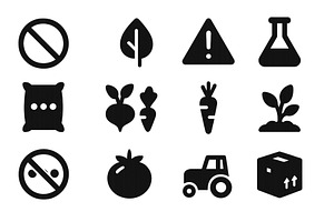 Icons representing farming practices, a Food Illustration by ZinetroN