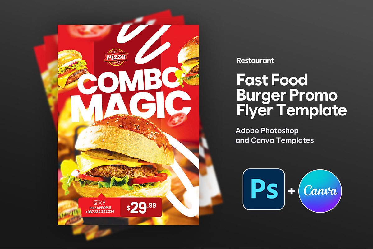 Fast Food Promo Flyer | Canva & PSD, a Flyer Template by Vintage Impressions (Photo 1 of 6)